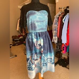 Homemade vintage looking tacky Christmas dress, size XL